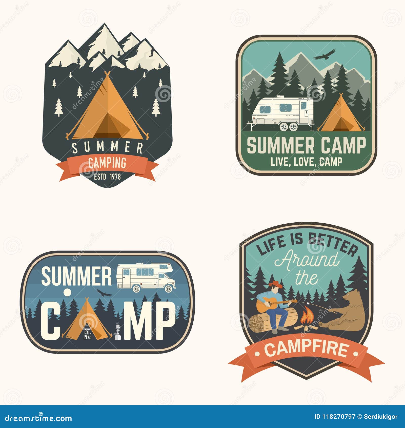 Download Summer Camp. Vector Illustration. Concept For Shirt Or ...