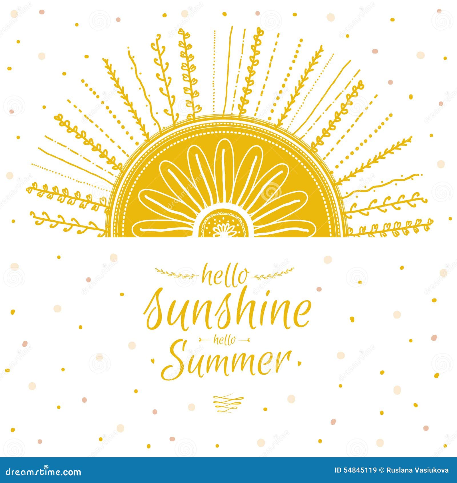 Summer Card With Cute Sun And Motivational Stock Vector - Image: 54845119