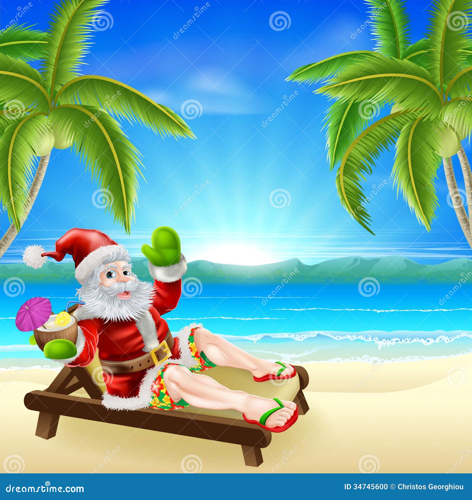 free clipart santa beach - photo #31