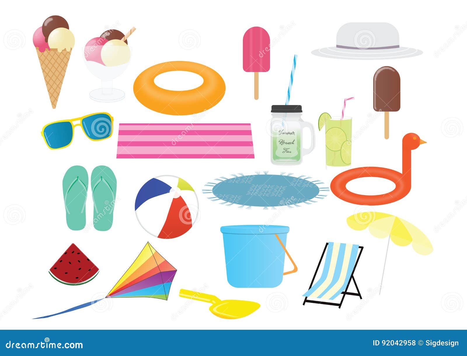 Summer Cliparts stock vector. Illustration of towel, vacation - 92042958