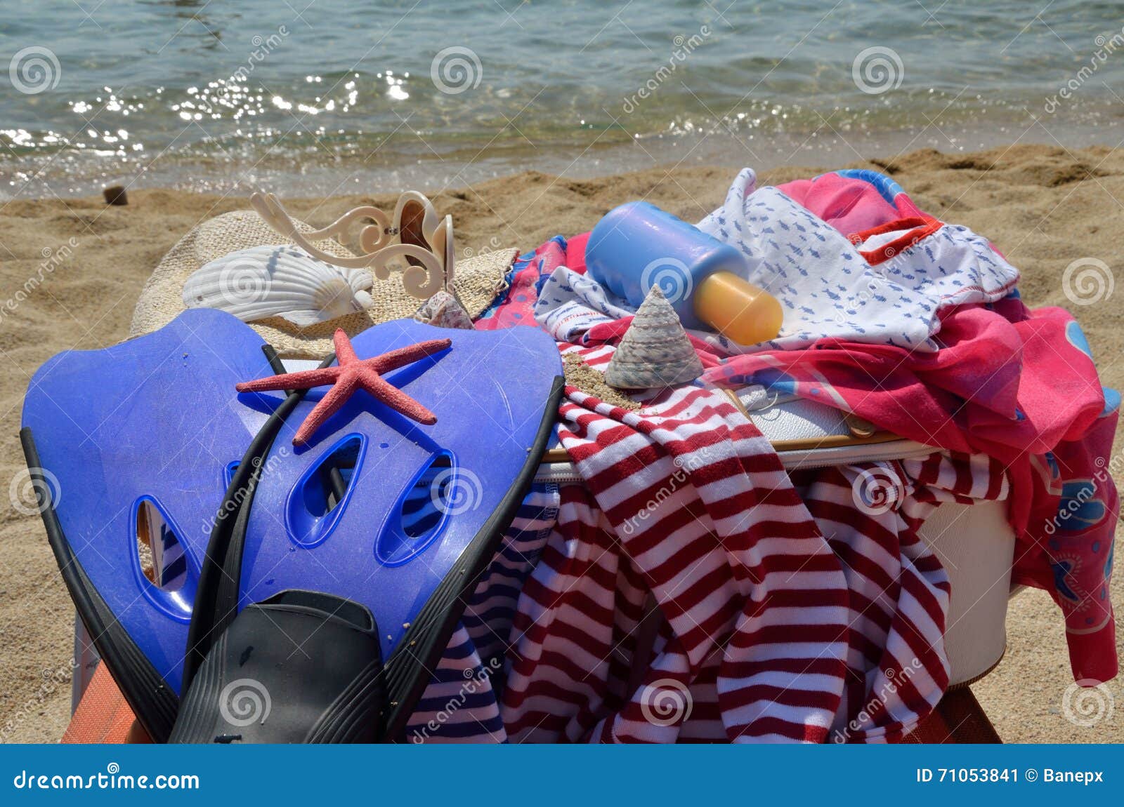 Summer Clothes on Beach stock image. Image of leisure - 71053841