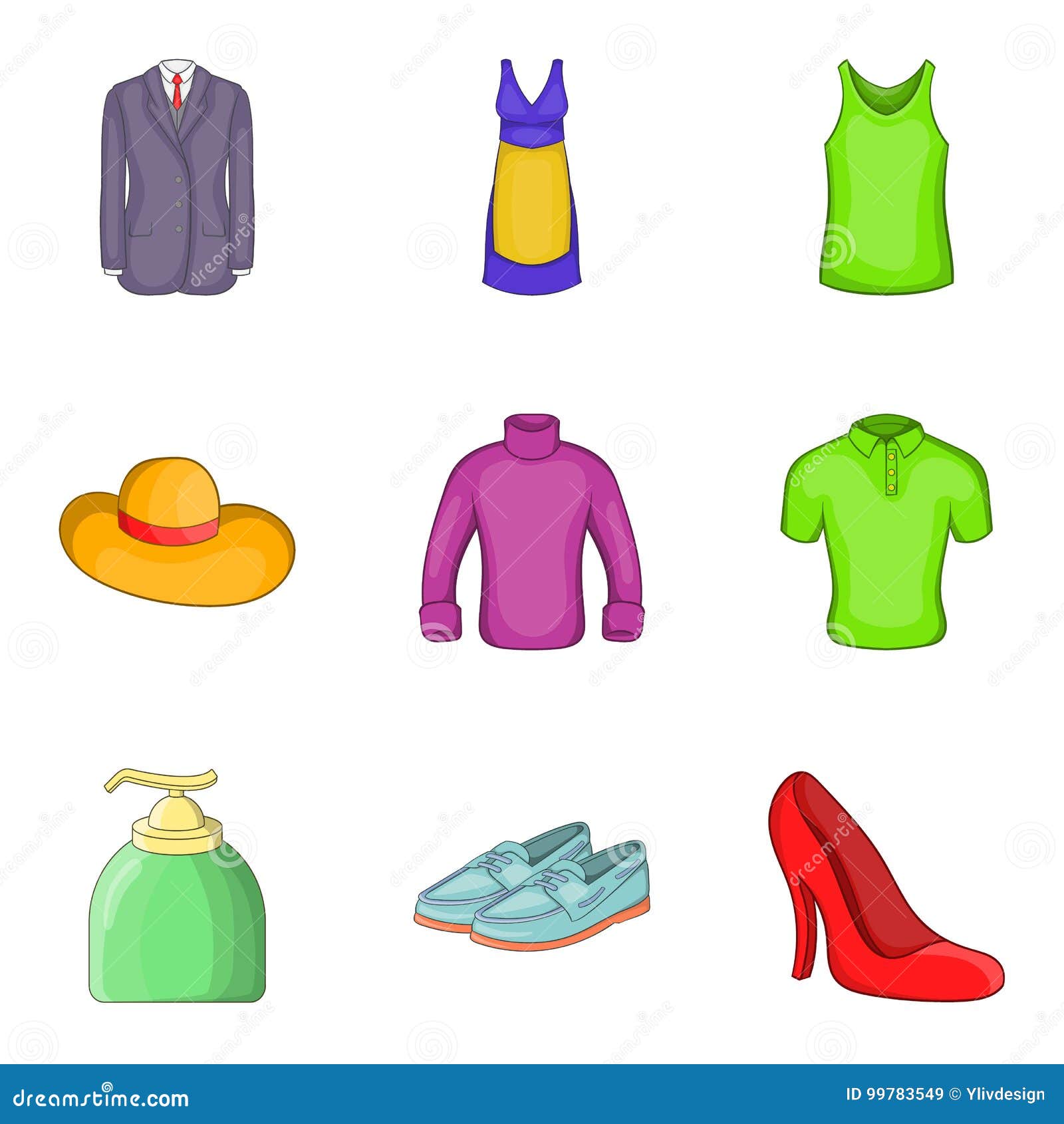 Download Summer Clothes Icon Set, Cartoon Style Stock Vector ...