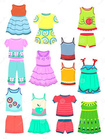 Summer Clothes for Little Girls Stock Vector - Illustration of beauty ...