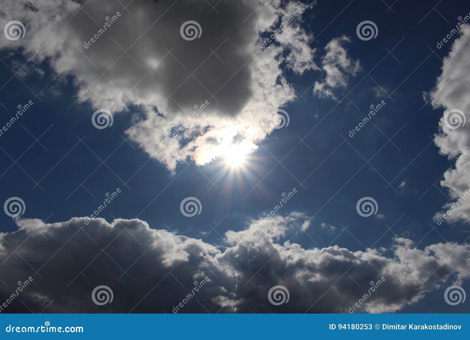 summer clouds, blue sky and bright beautiful sun - natural landscape beautiful