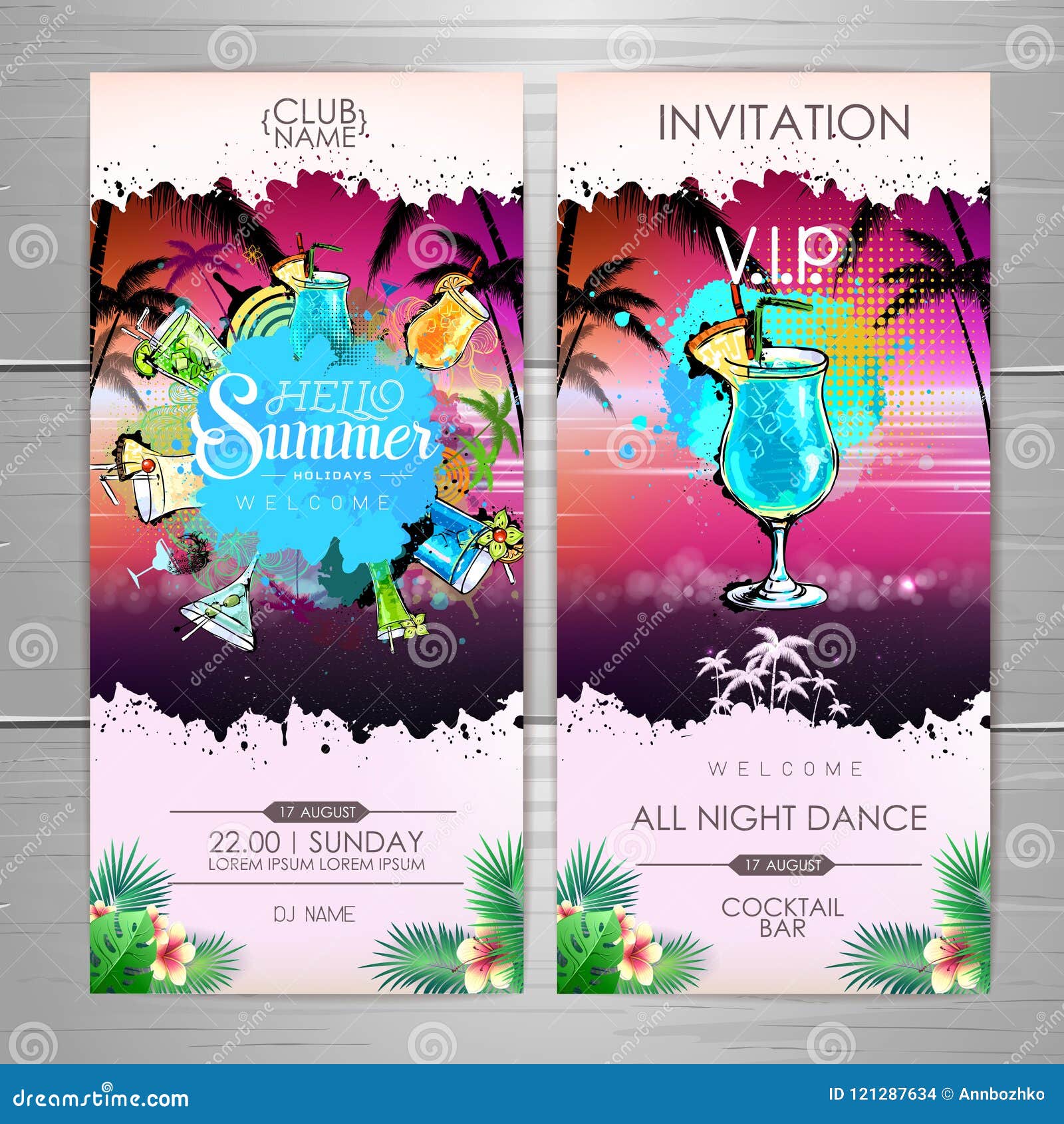 Summer Cocktail Party Poster Design. Cocktail Menu Stock Vector