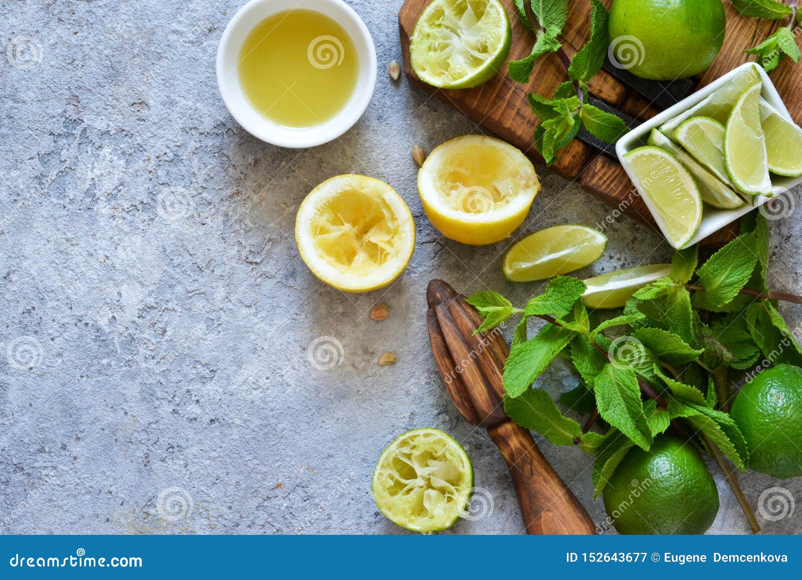Summer Cold Drink. Ingredients for Making Mojito. View from Above Stock