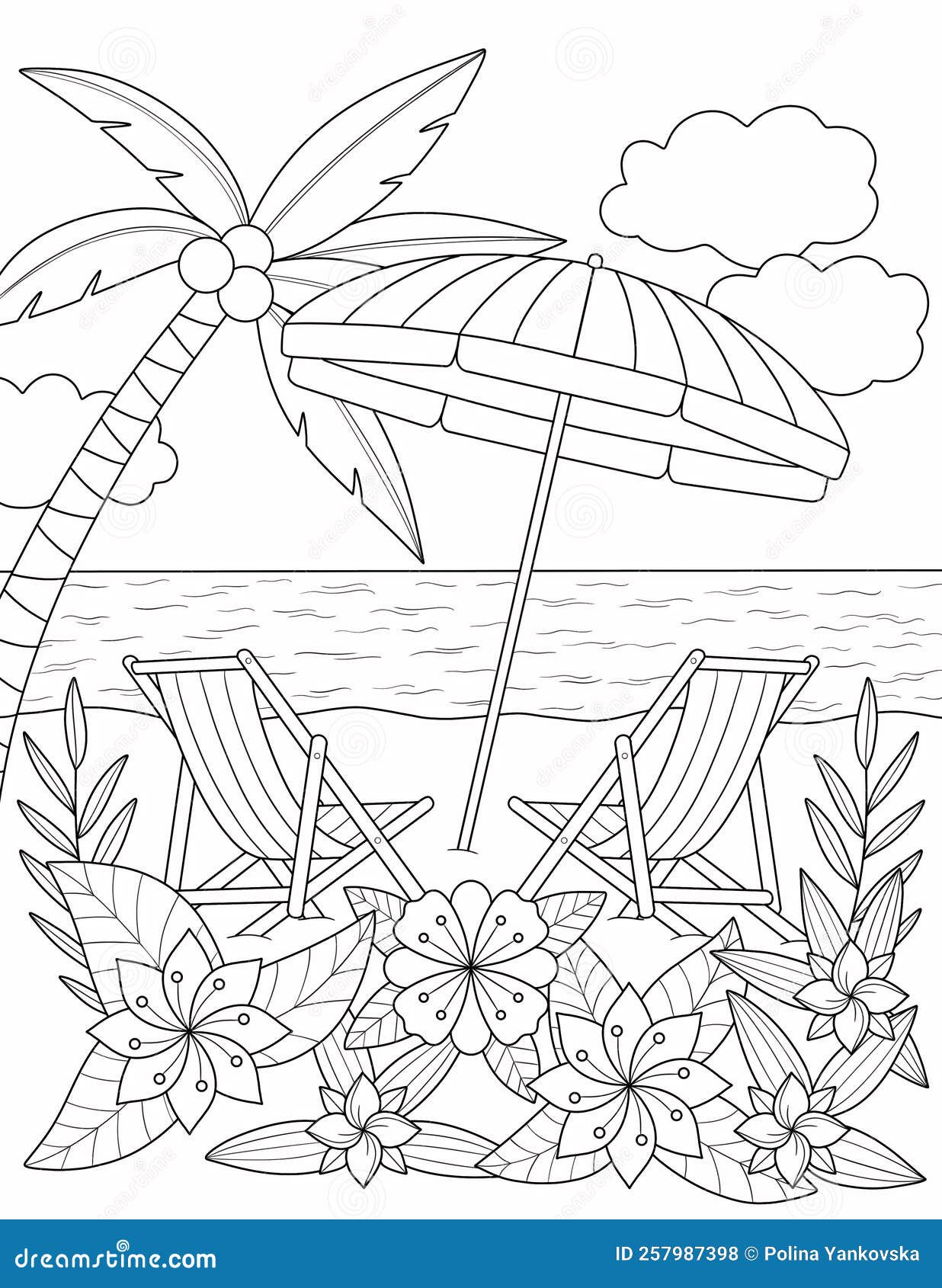 Summer Coloring Page for Adult Stock Illustration - Illustration of ...