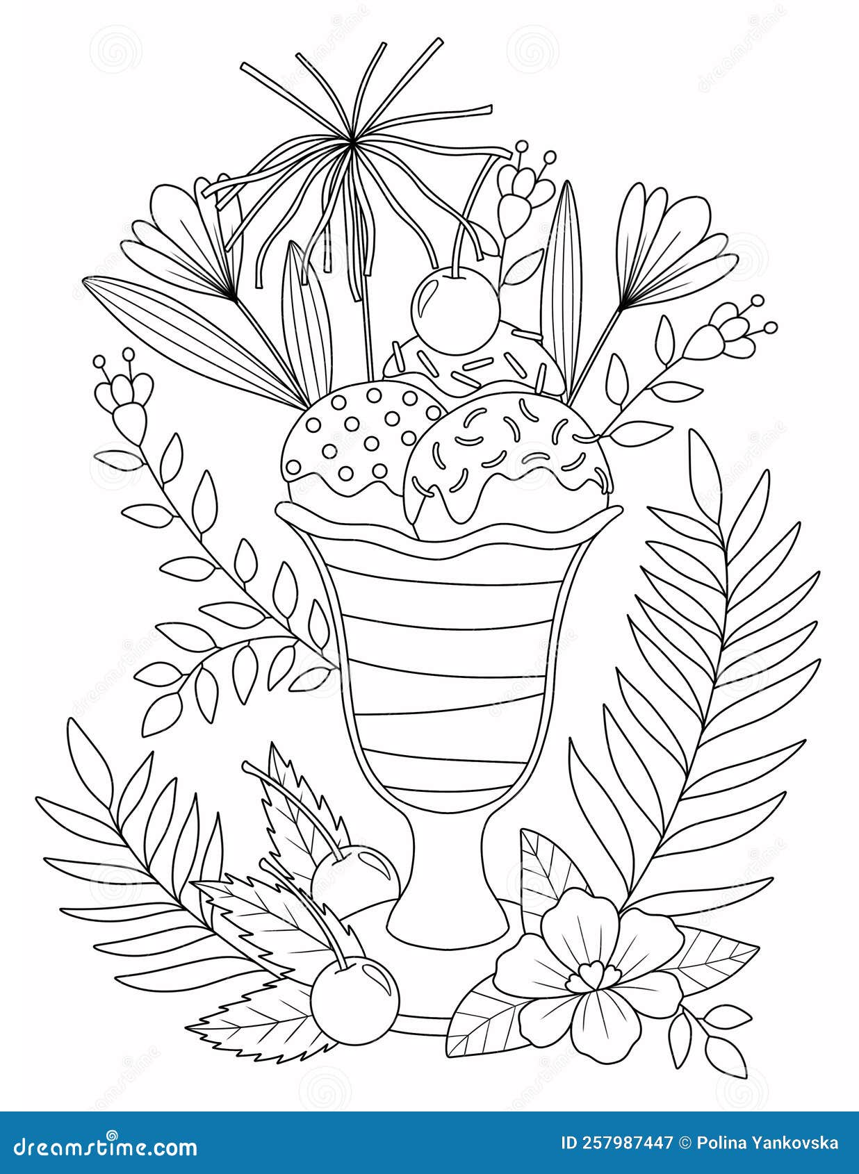 Summer Coloring Page for Adult Stock Illustration Illustration of