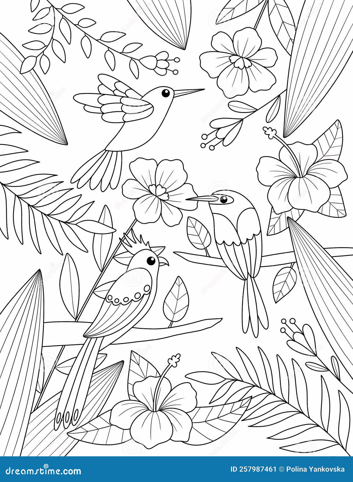 Summer Coloring Page for Adult Stock Illustration - Illustration of ...