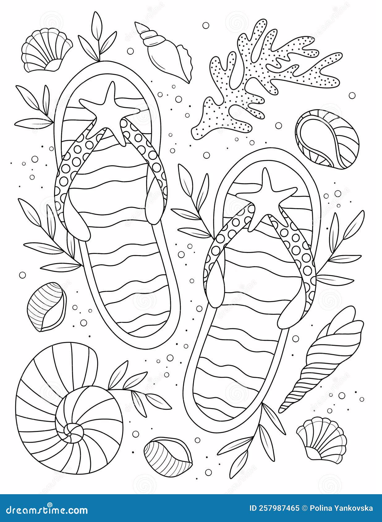 Summer Coloring Page for Adult Stock Illustration - Illustration of ...