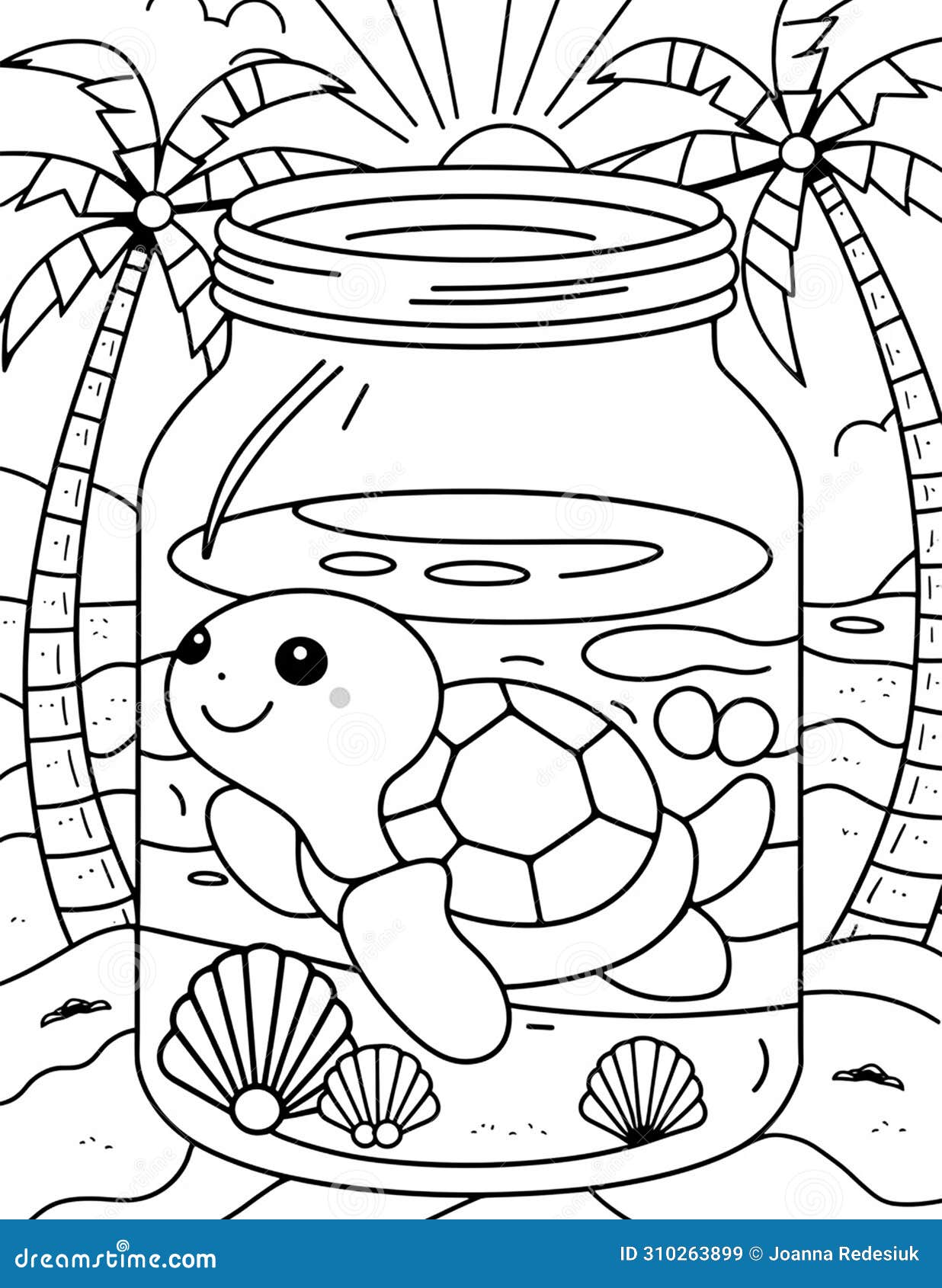 Summer Coloring Page for Children an Animal in a Jar Against the