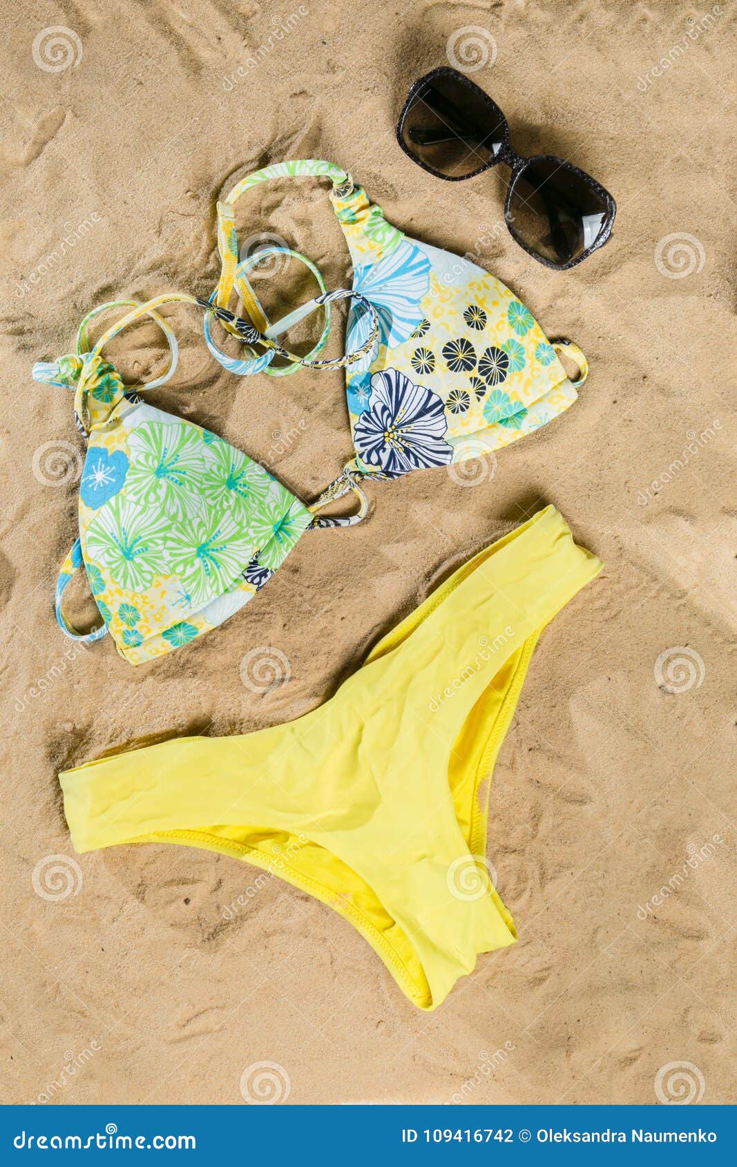 Summer Concept - Bathing Suit, Sunglasses, Flip Flops, Towel Stock ...