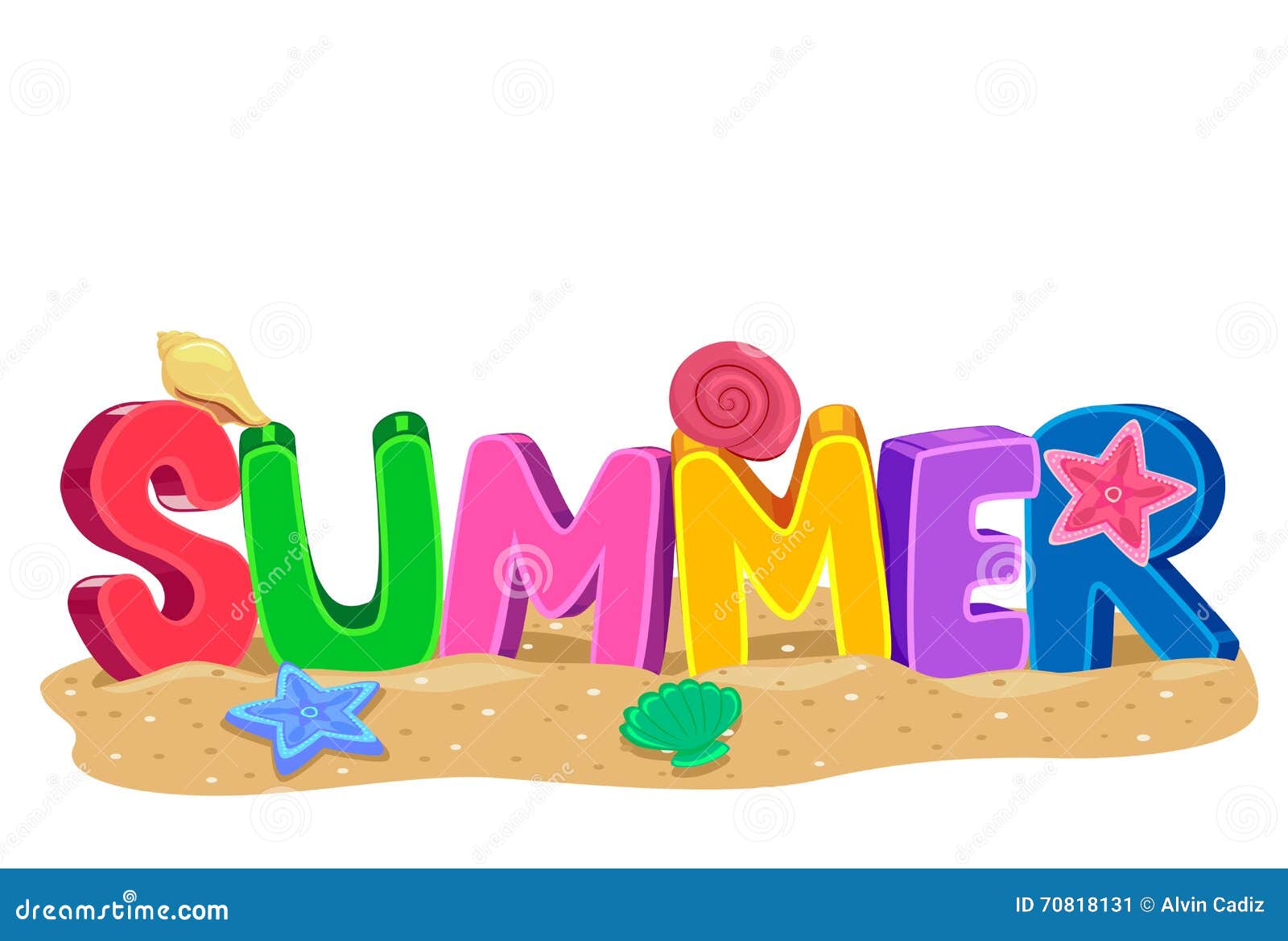Summer 3D Letters With Elements Stock Vector ...