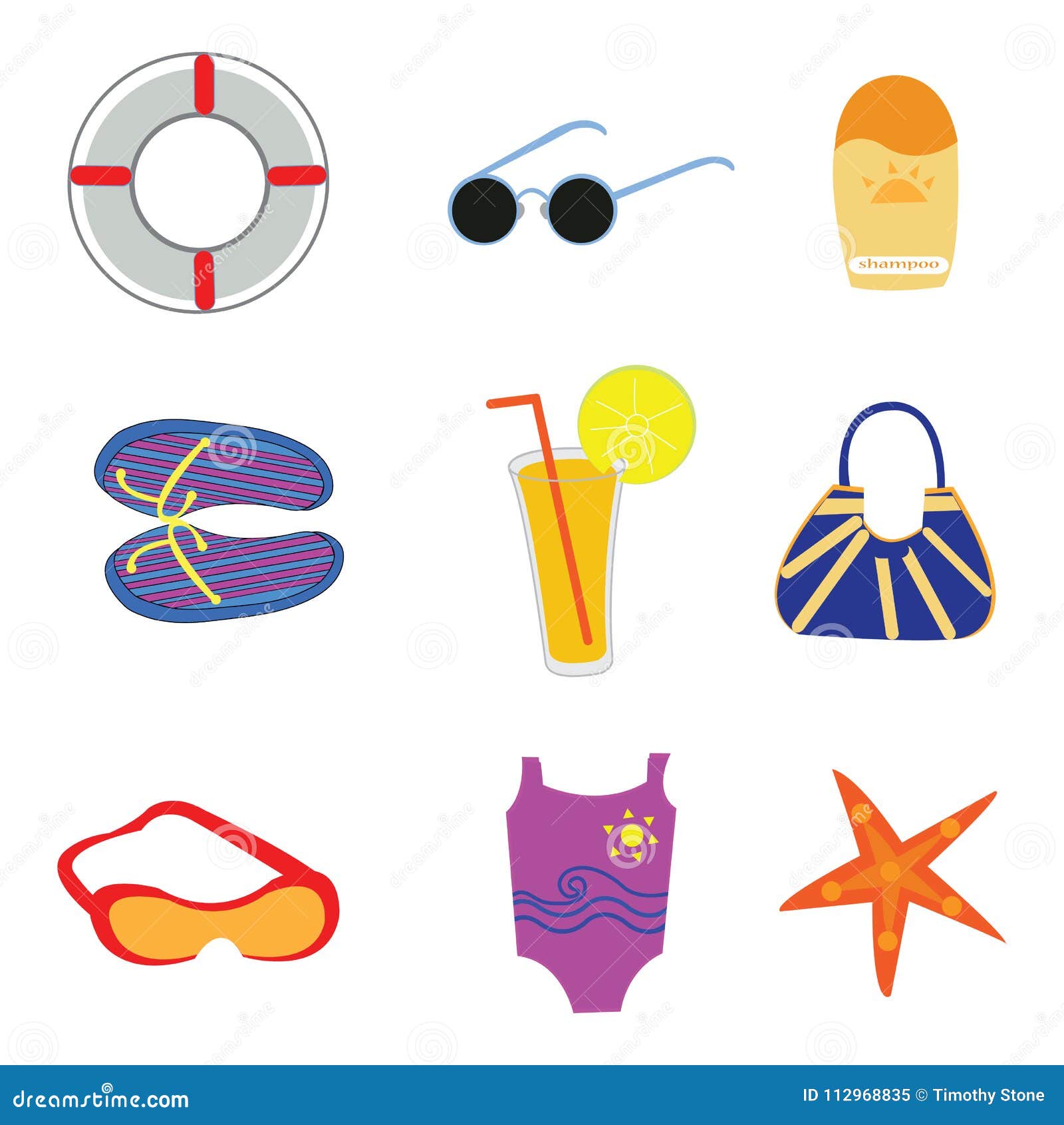 Summer day items stock vector. Illustration of clipart - 112968835