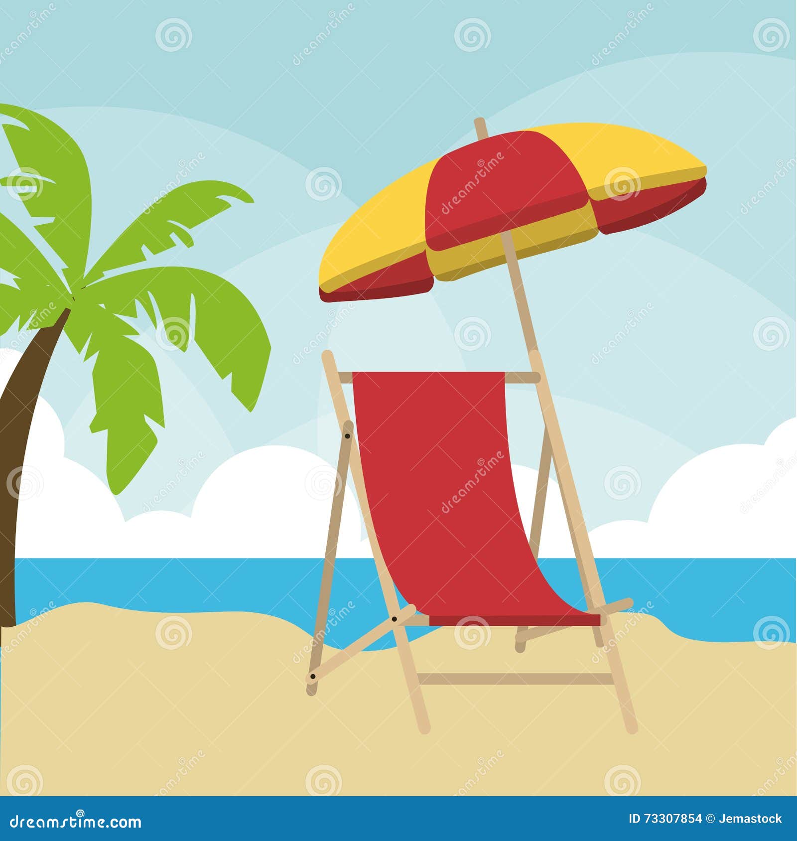Summer Design. Palm Tree and Chair Icon. Graphic Stock Illustration ...