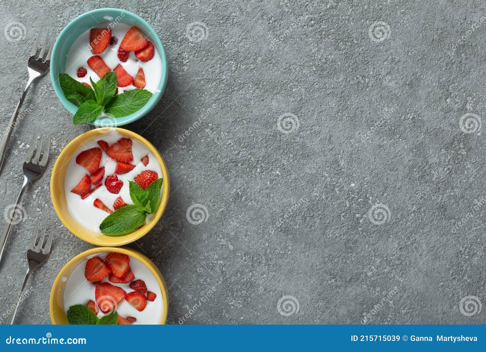Summer Dessert.Ice Cream or Milk Dessert with Strawberries. Stock Image