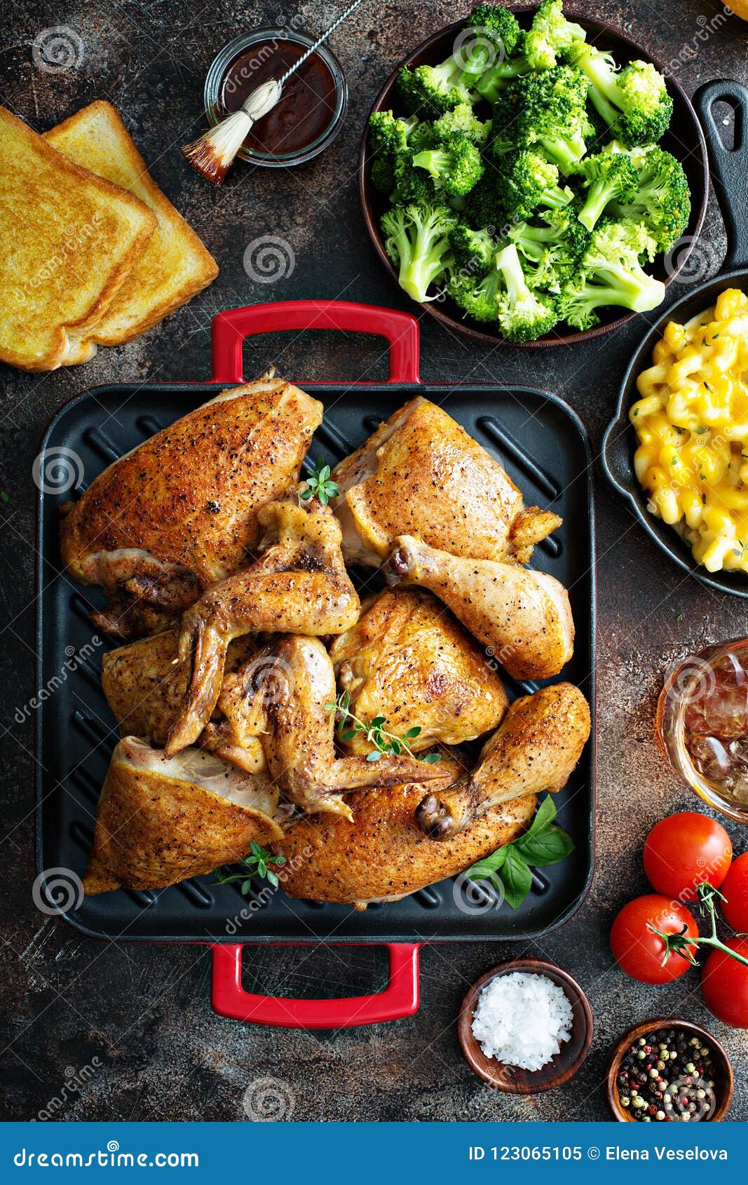 Summer Dinner with Grilled Chicken Stock Image - Image of chicken