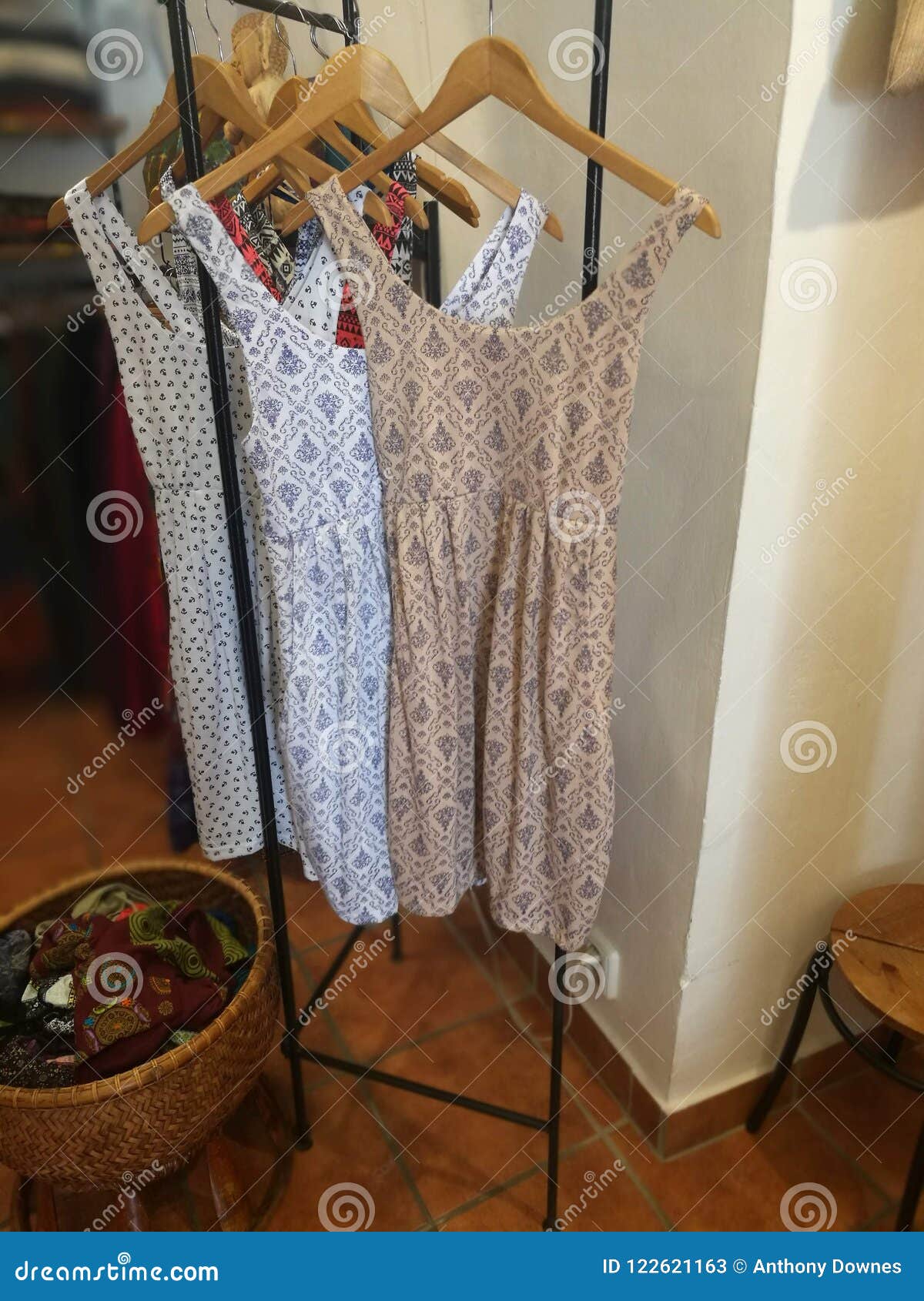 Summer dresses stock image. Image of female, hangers - 122621163