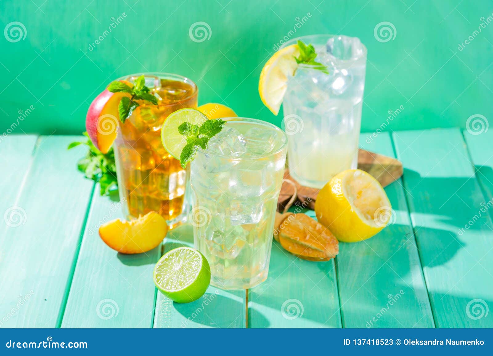 Summer Drinks Selection of Iced Tea Refreshments Stock Image Image