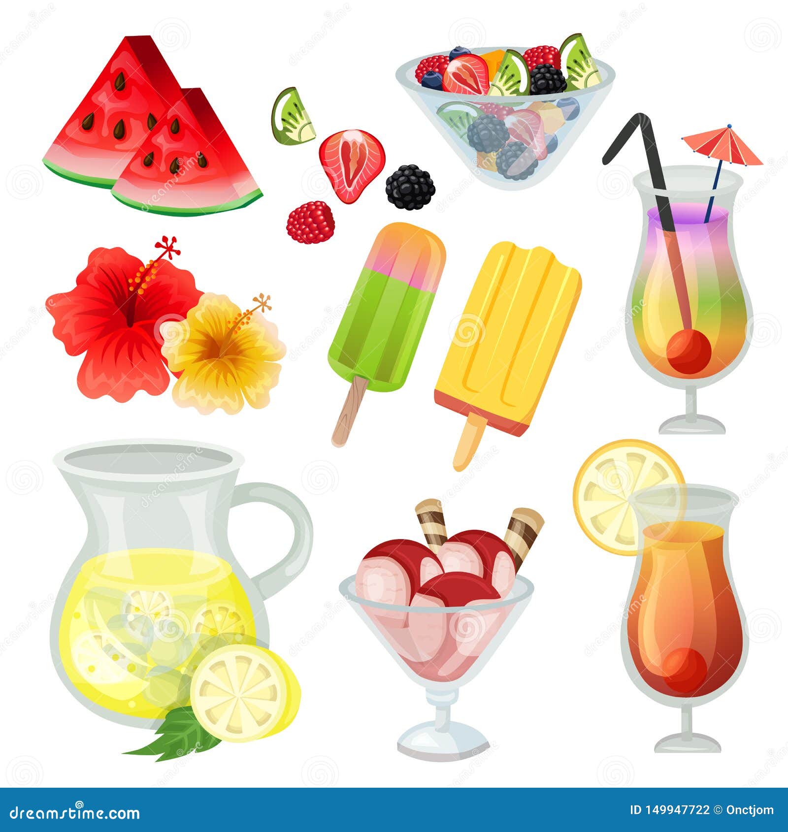 Summer Element Icon Refreshment Icon Set Stock Vector - Illustration of