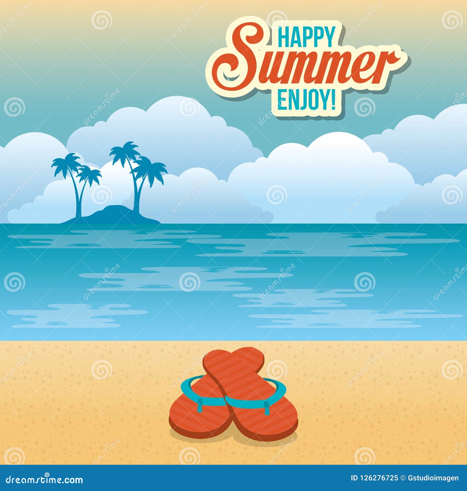 Summer Enjoy with Flip Flops Stock Vector - Illustration of forest