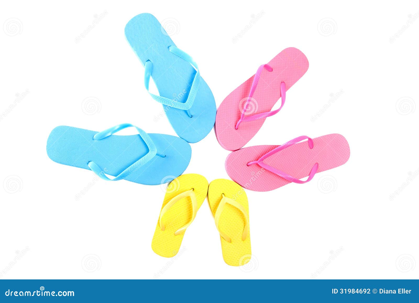 Summer Flip Flops Isolated on White Stock Photo - Image of family