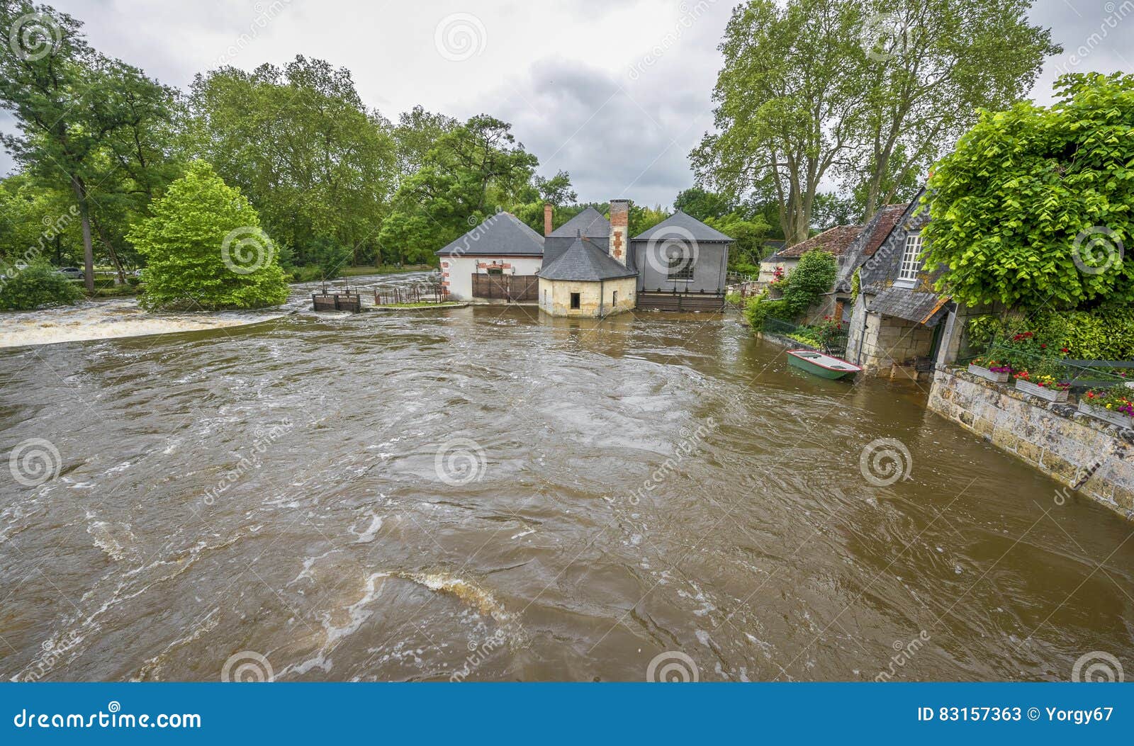 Heavy Floods Flooded Roads And Fields In Spring Stock Photography ...