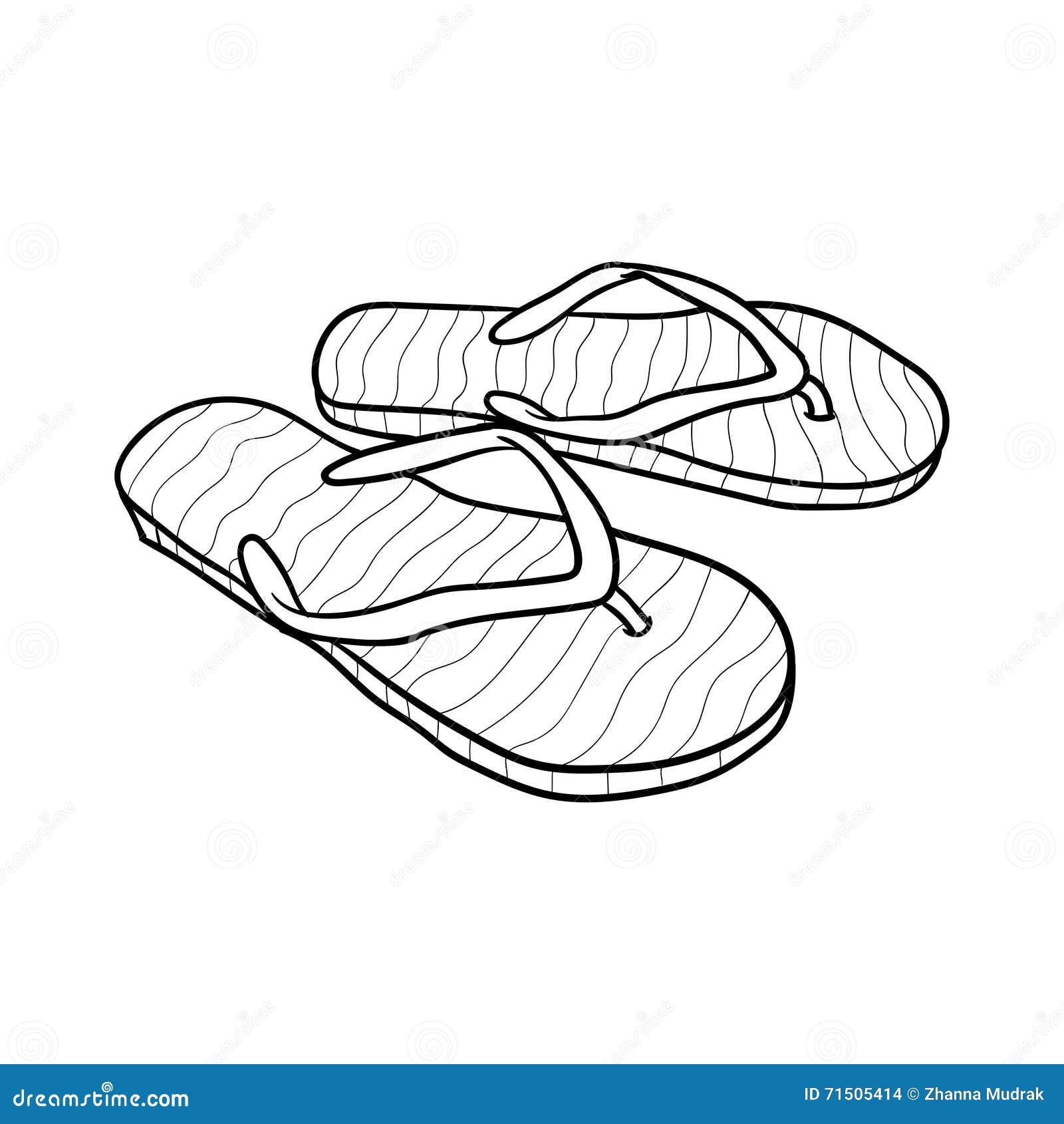 Summer Footwear. Doodle Cartoon Flip Flops Isolated on White Stock ...