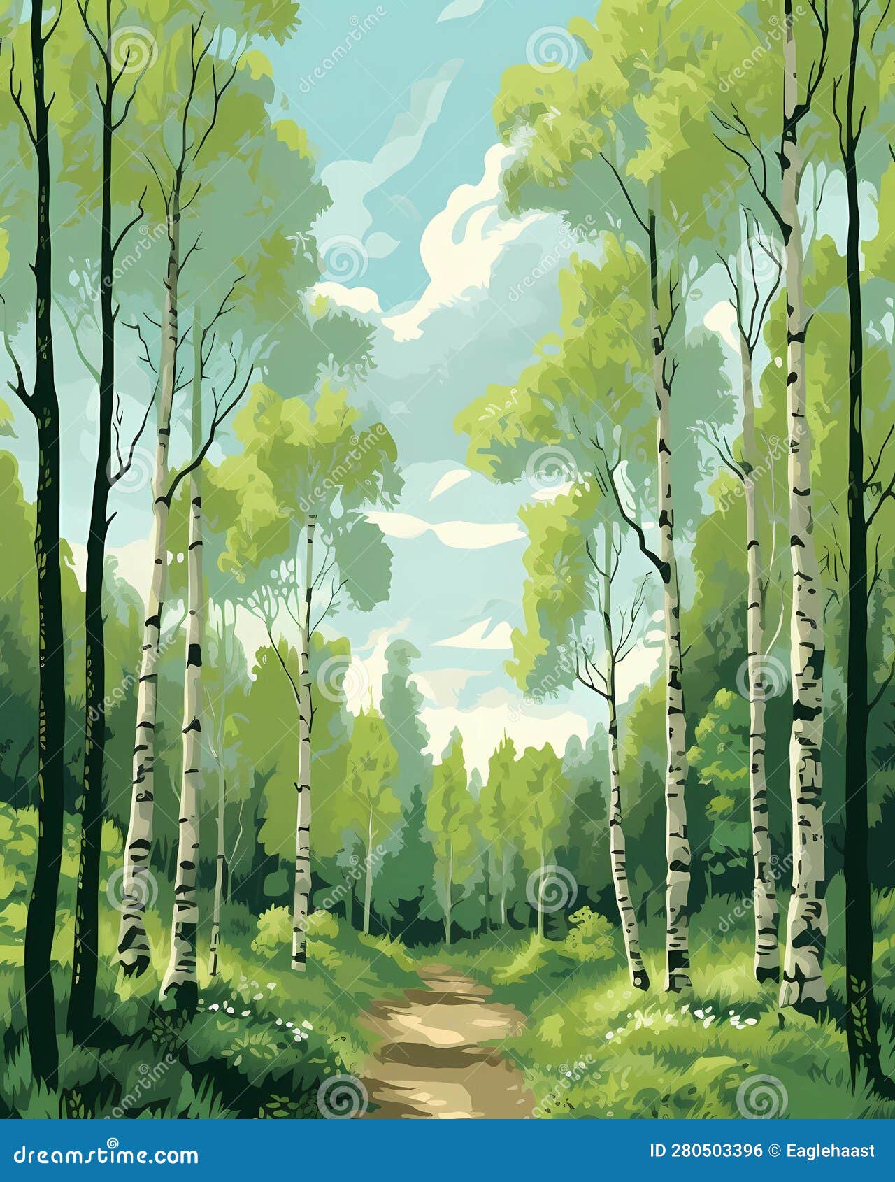 anime scenery of a forest with a path and flowers. generative ai
