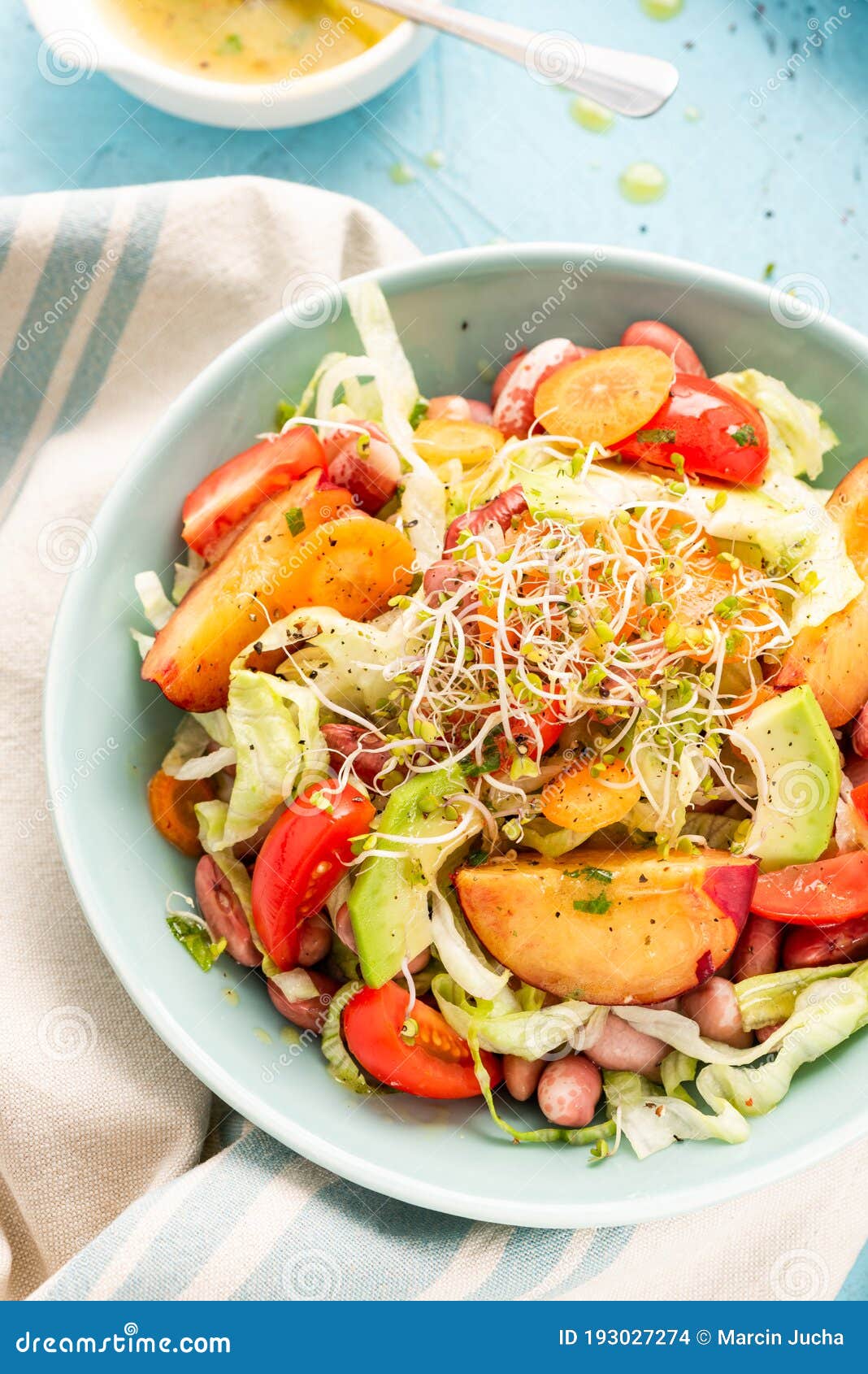 Summer Fresh Fruit and Vegetable Bowl. Healthy and Clean Eating Stock Photo Image of food