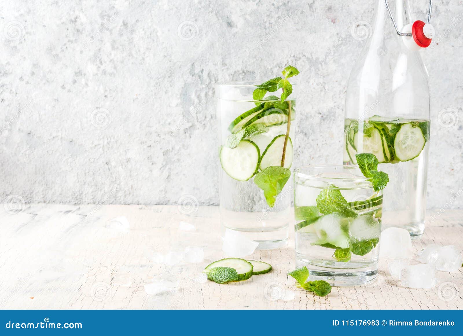 Mint and Cucumber Infused Water Stock Image - Image of copy, cucumber