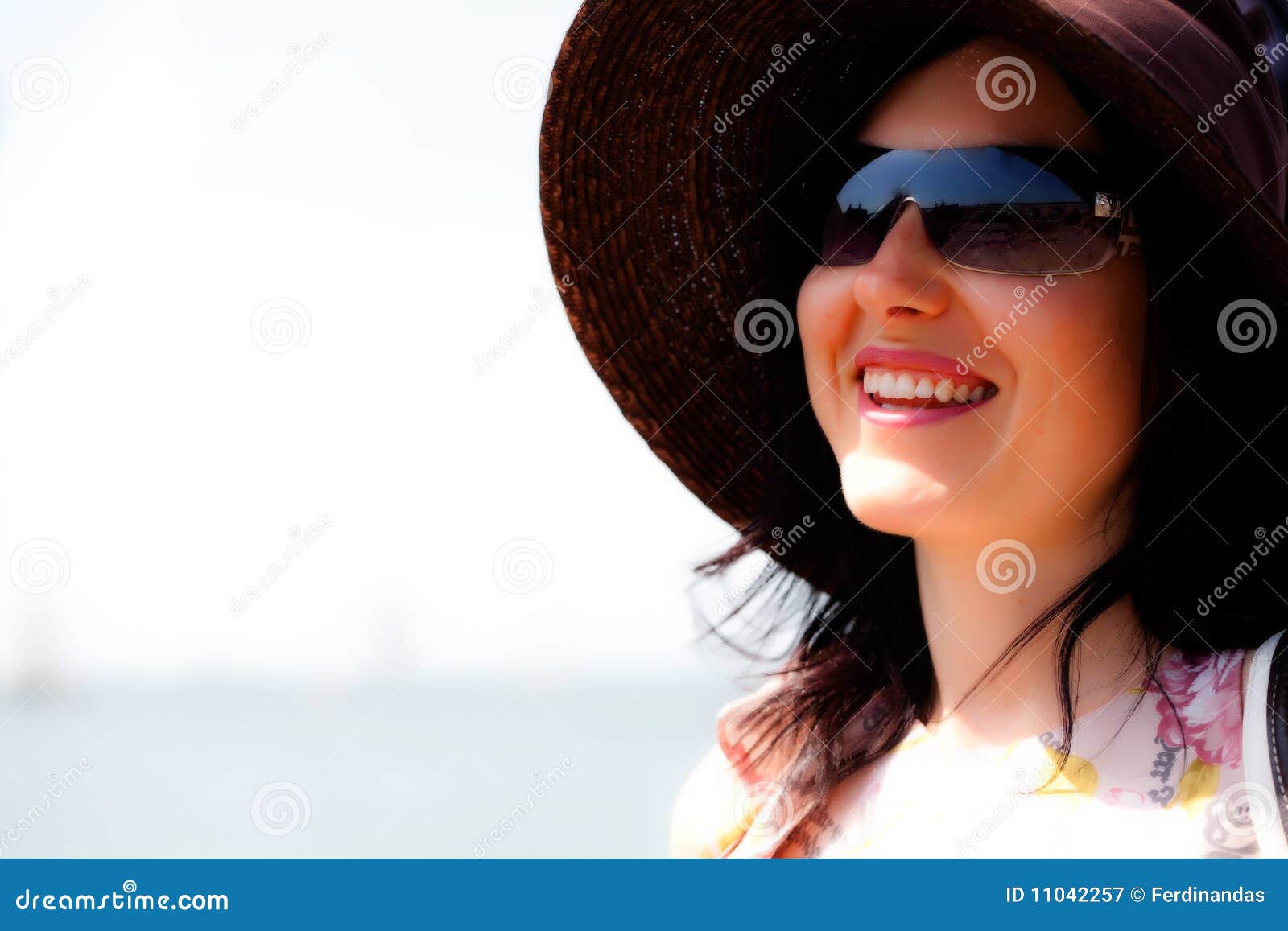 Summer Girl with Hat and Sunglasses Stock Image Image of person