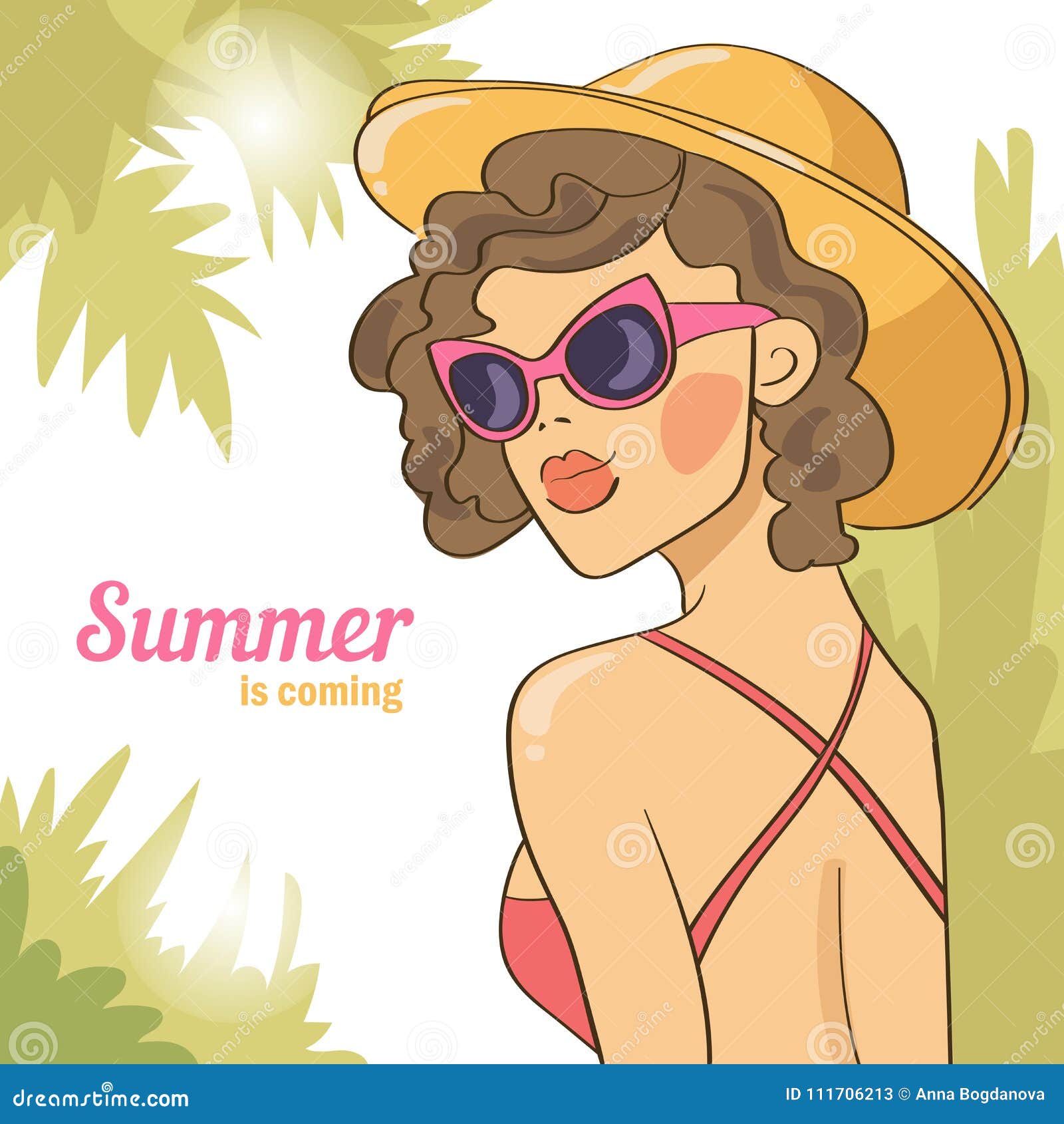 Summer Girl In Sunglasses Bright Stock Vector