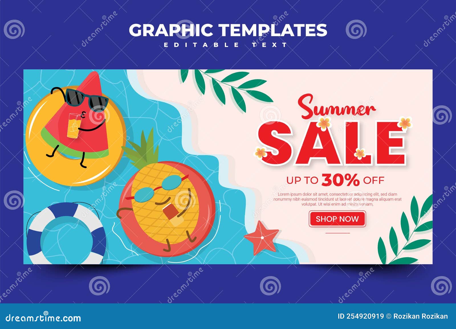 Summer Graphic Template Editable Stock Vector Illustration of background, design 254920919