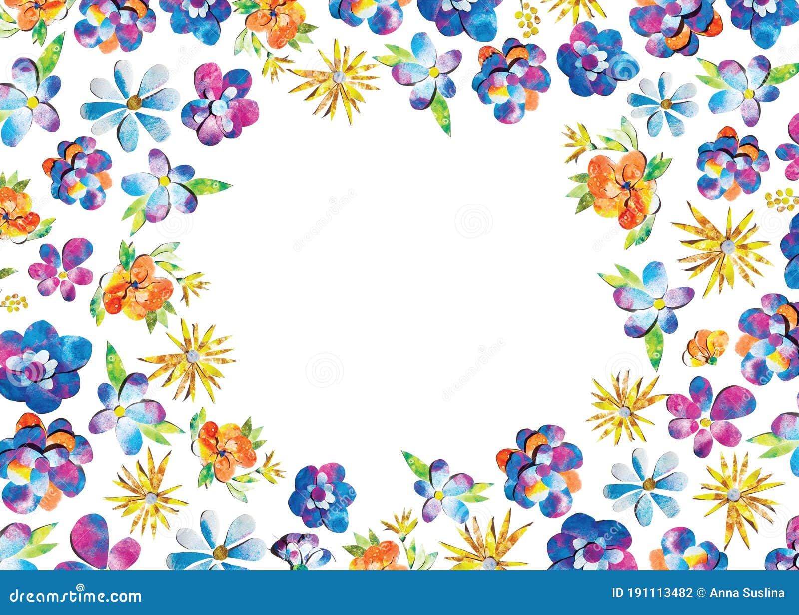 Watercolour Flower Border Lined A4 Paper, Instant Download