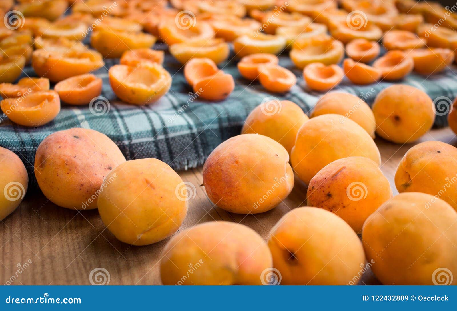 Summer Harvest of Fresh and Sundried Apricots Prepared for Cons Stock