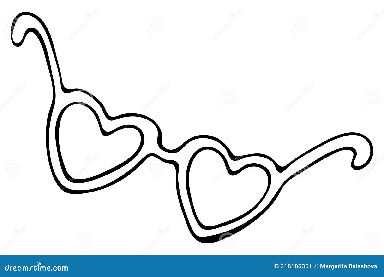 Summer Heart Shaped Sun Glasses, Vector Doodle Element, Coloring Book ...