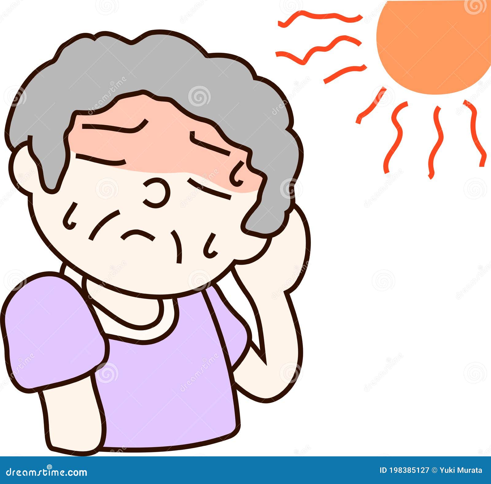 Summer Heat Stroke Grandmother Stock Vector - Illustration of healthy ...