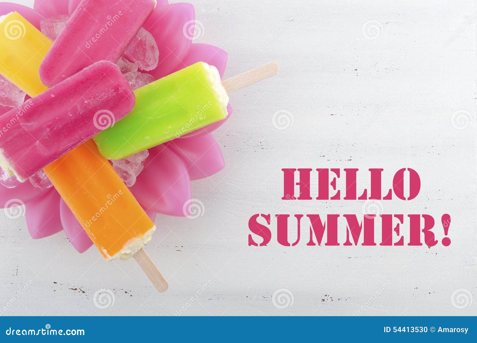 summer is here concept with bright color ice creams