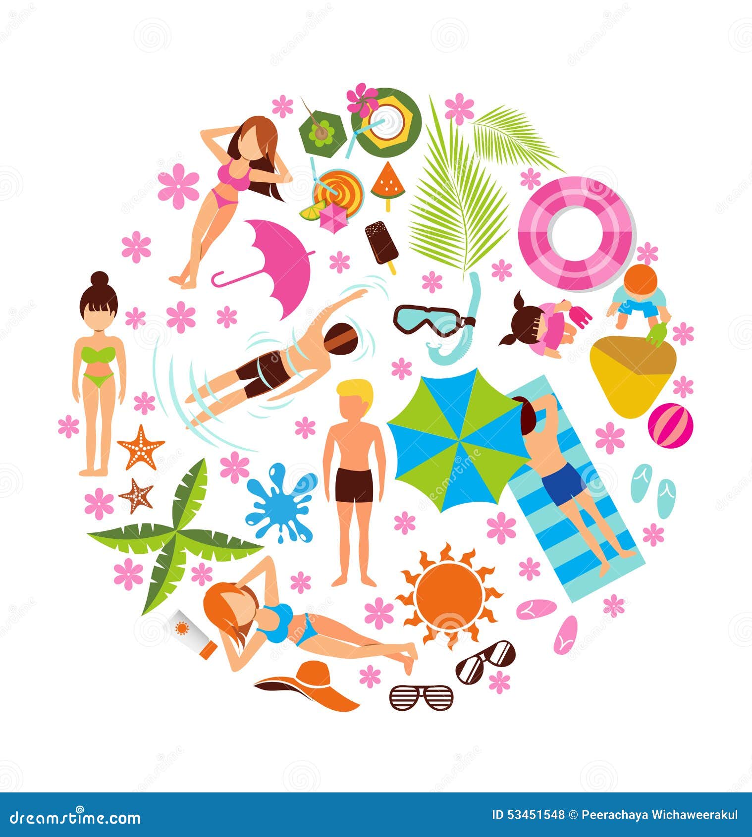 Summer holiday design set stock vector. Illustration of beach - 53451548