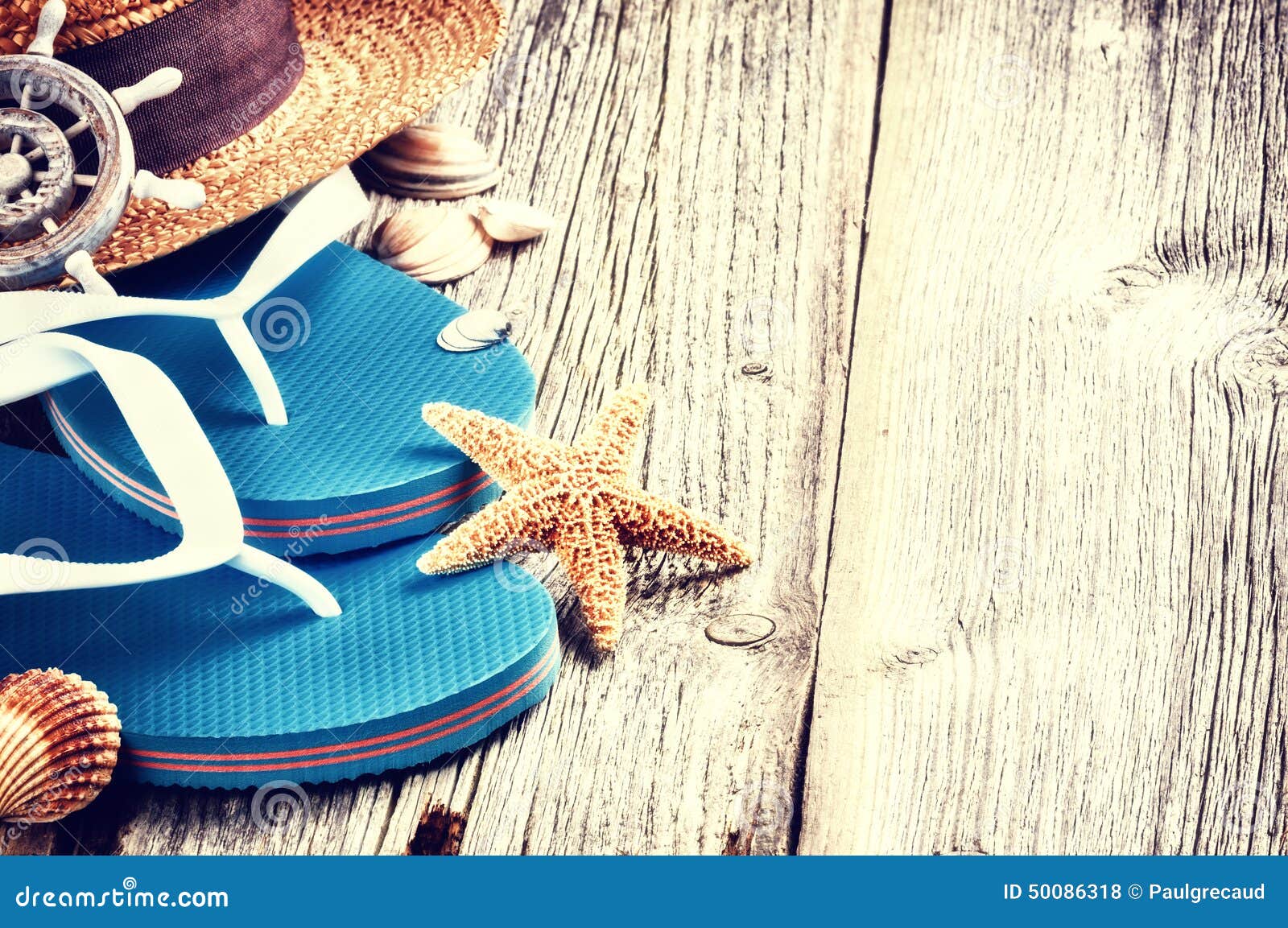 Summer Holiday Setting with Flip Flops Stock Photo - Image of accessory