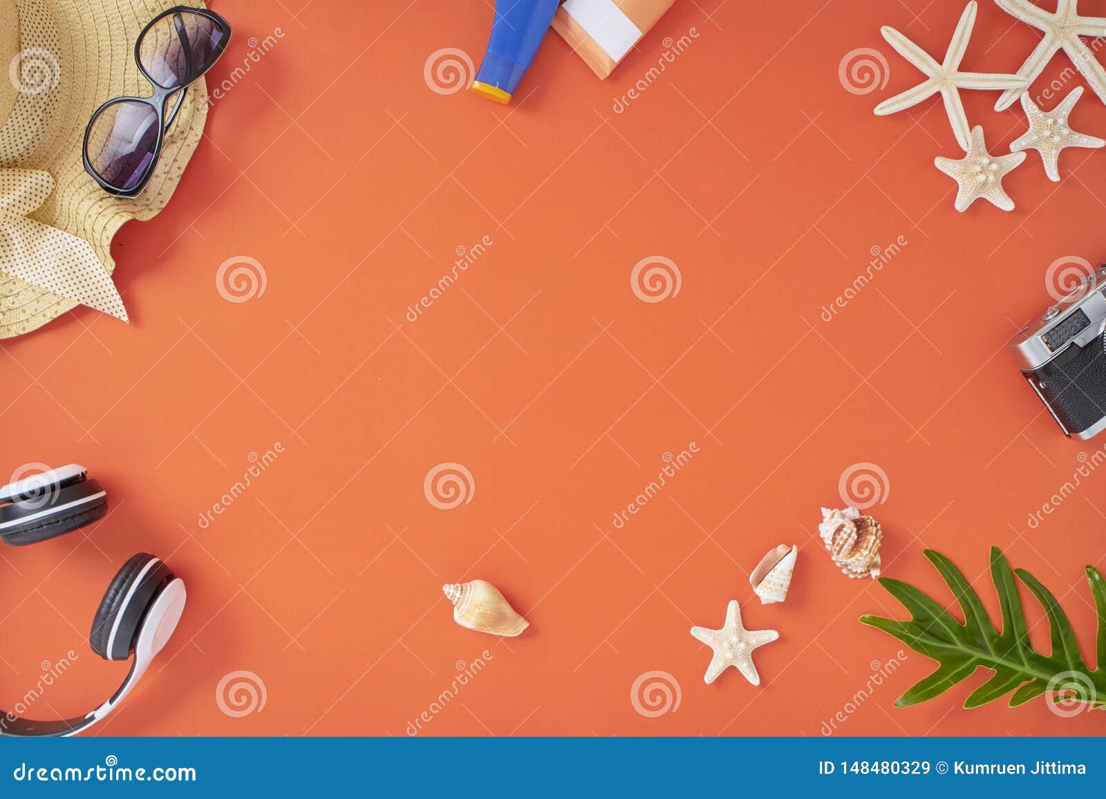 Summer Holiday Vacation Concept Orange Background Stock Image - Image ...