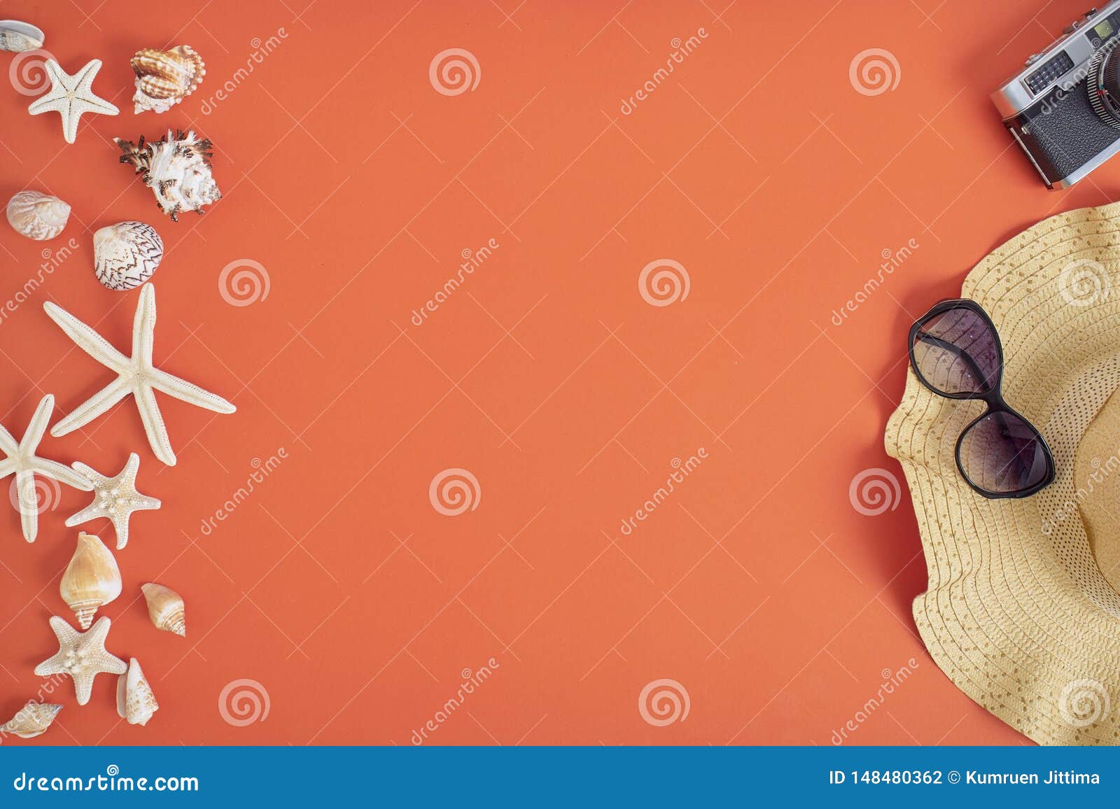Summer Holiday Vacation Concept Orange Background Stock Photo - Image ...