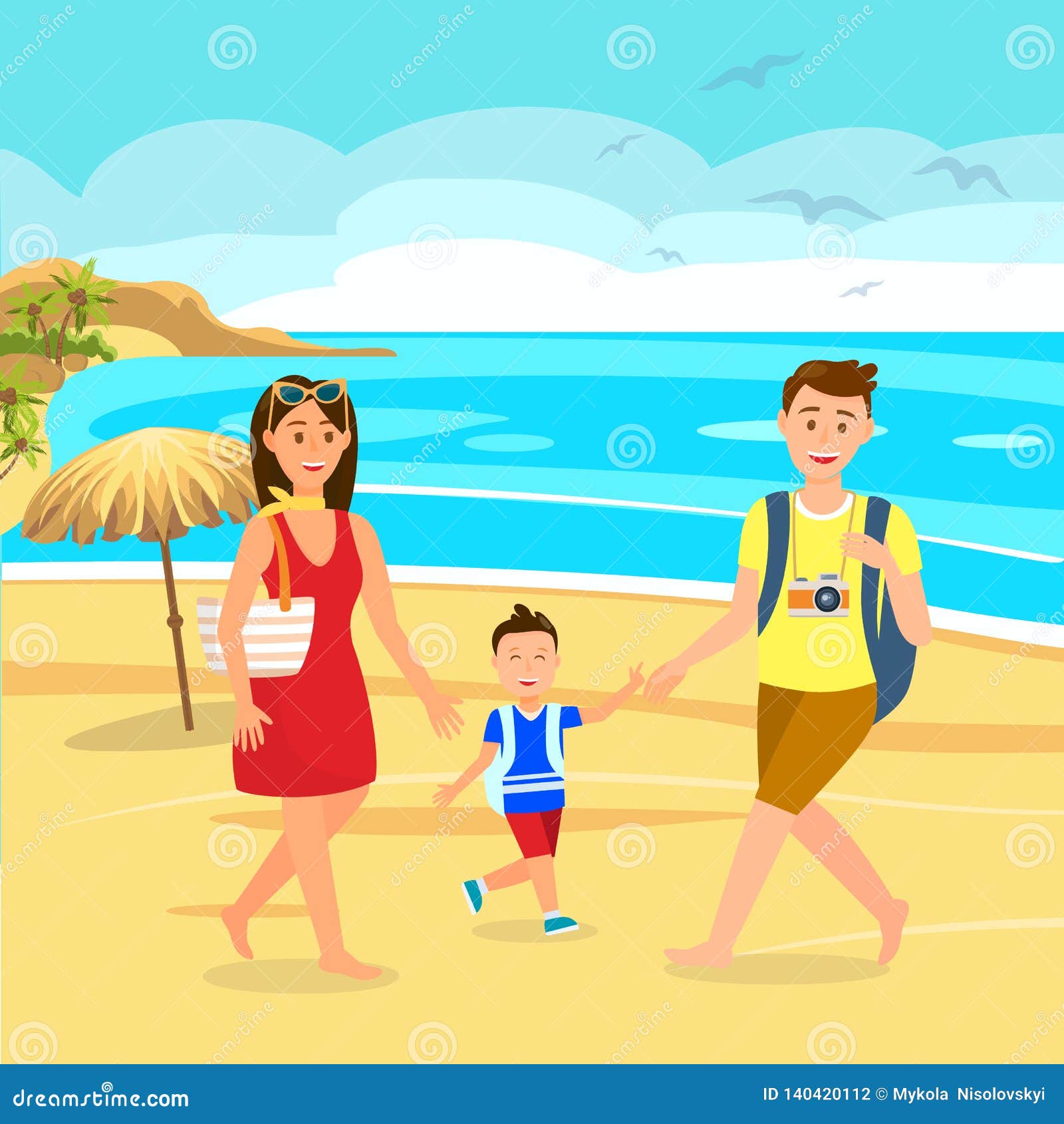 Summer Holidays on Beach Cartoon Illustration Stock Vector - Illustration of beach, coast: 140420112 Summer Holidays on Beach Cartoon Illustration Stock Vector - Illustration of beach, coast: 140420112