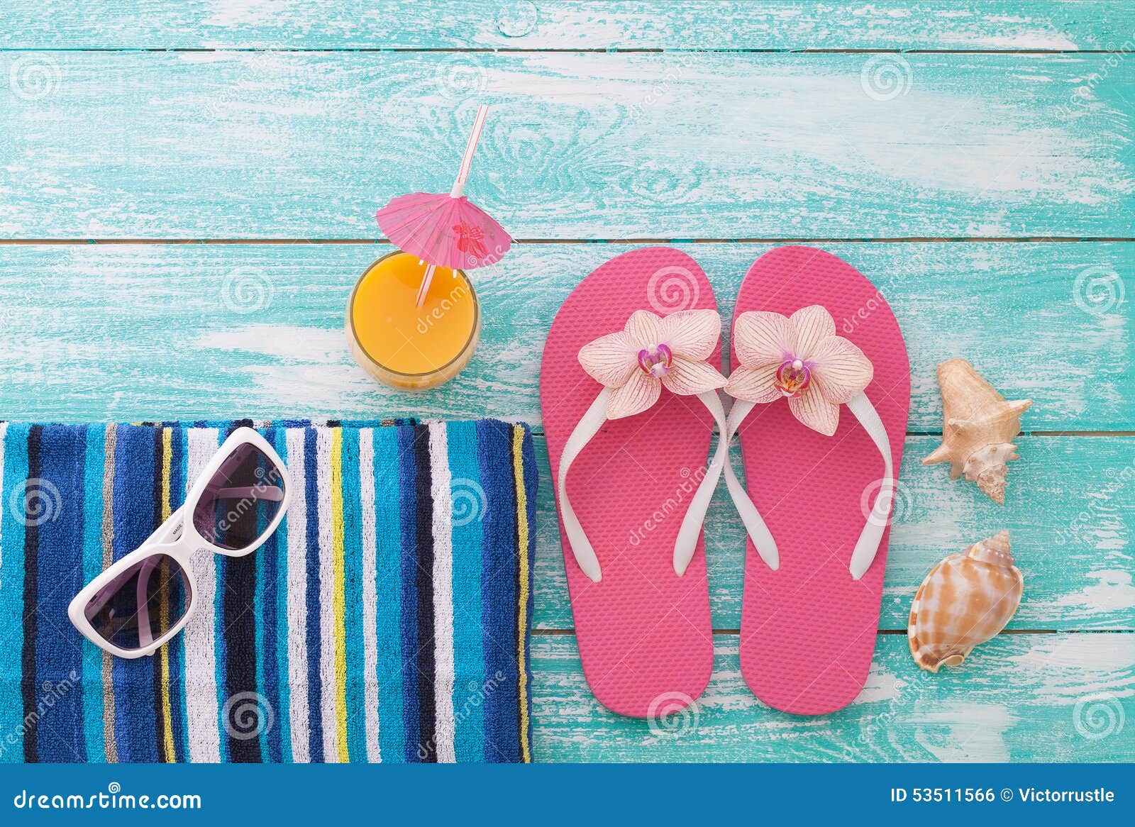 Summer Holidays. Beachwear on Wooden Background Stock Photo - Image of ...