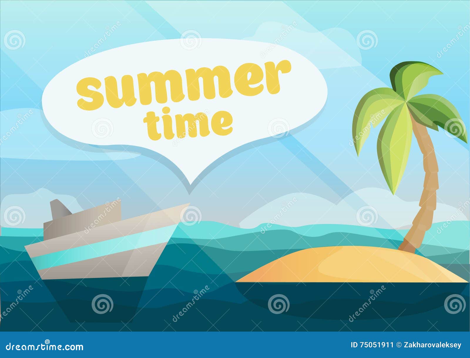 Summer Holidays Poster Background with Small Island Stock Vector ...
