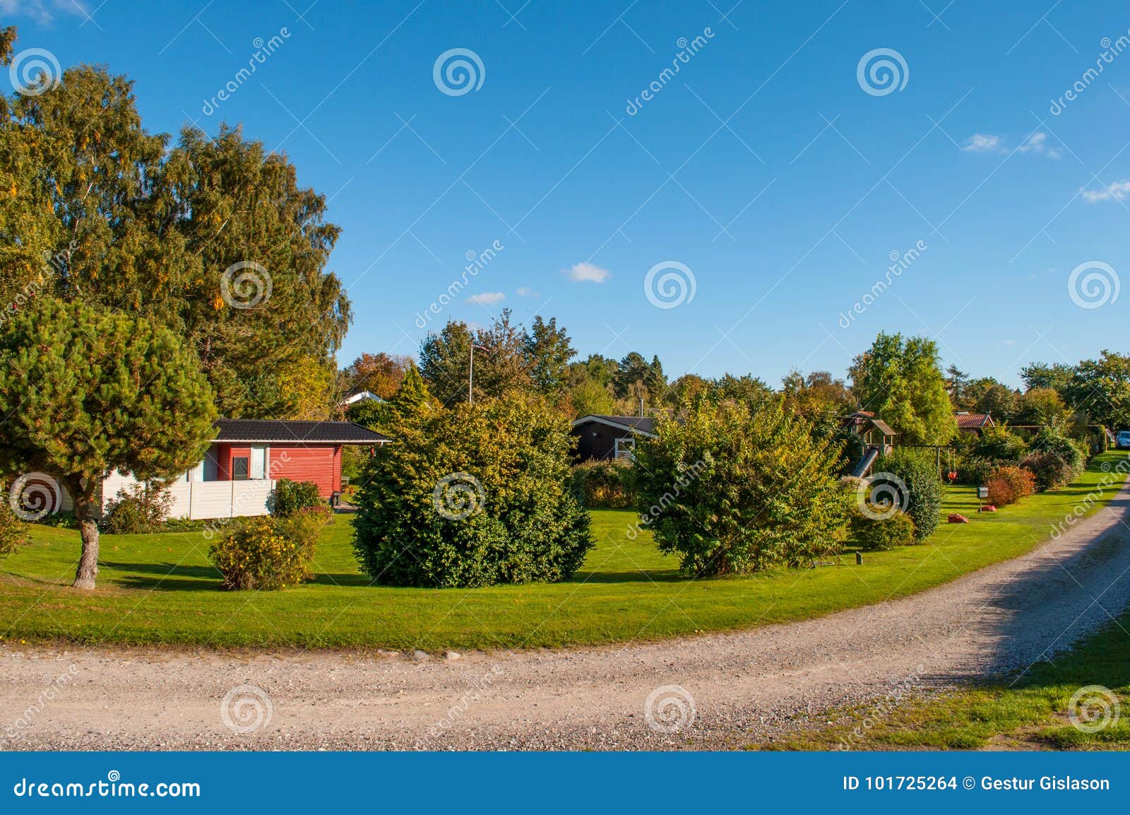 Summer Homes on Bogoe in Denmark Stock Photo Image of vacation, tree
