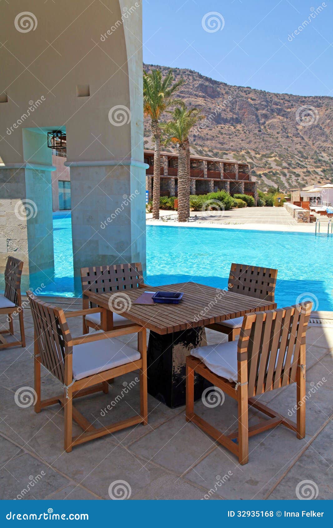 Summer Hotel Terrace With Pool And Outdoor Furniture ...