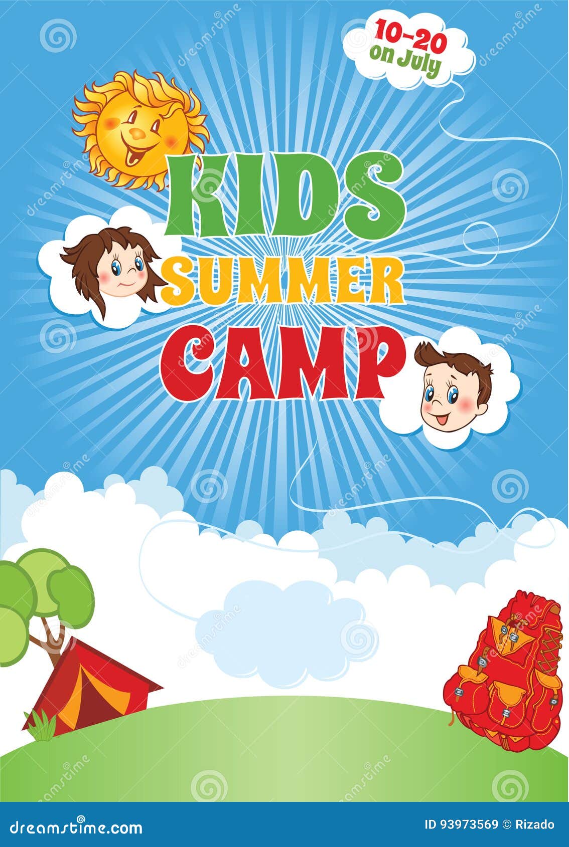Summer Kid Camp Template stock vector. Illustration of adventure - 93973569