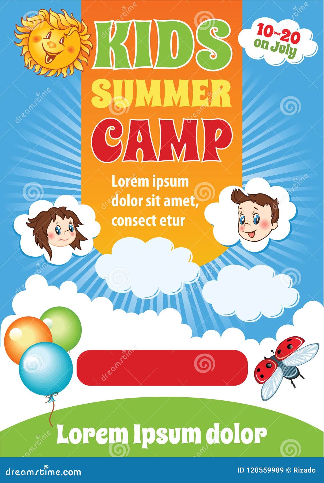 Summer Kid Camp Template stock vector. Illustration of greetings For Free Summer Camp Flyer Template
